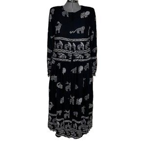 VINTAGE Adini Women's Skirt Set Animal Habitat Print Black Size S (NEW)